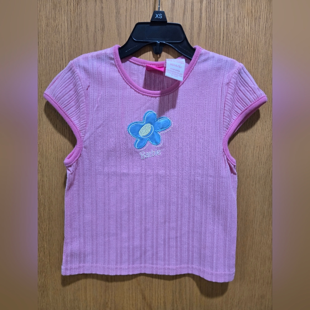 Barbie Pink Ribbed Short Sleeve Tee and Sleeveless Pink Dress Girl's Size 4/5